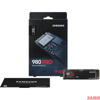 SSD накопитель Samsung 980 PRO MZ-V8P2T0B/AM 2ТБ, M.2 2280, PCIe 4.0 x4,  NVMe,  M.2,  rtl
